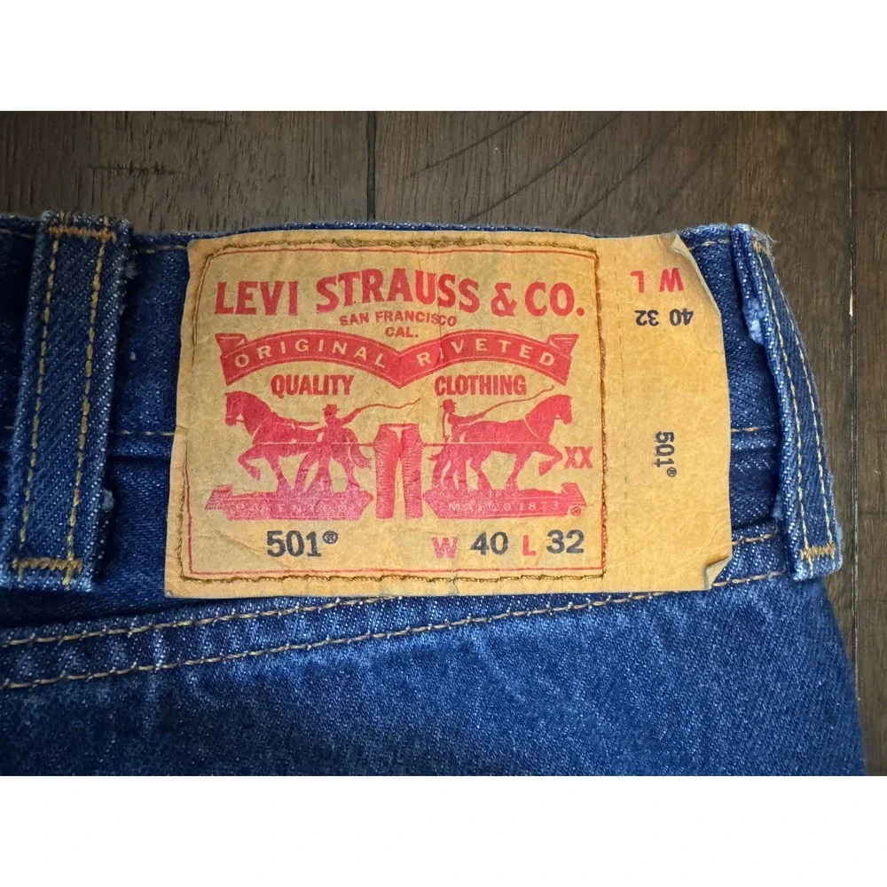 Levis 501 Original Fit Jeans Men's 40x32 Dark Wash Blue Button Fly Straight Leg